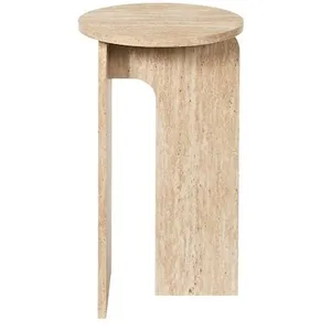 The Home Deco Factory - Table dappoint ronde effet travertin PIETRA - D.30 cm - Beige