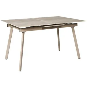 SANS The Home Deco Factory - Table à manger extensible en céramique effet travertin pour 6 à 8 personnes PIETRA - Beige pas cher