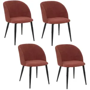 Toilinux - Lot de 4 chaises en velours côtelé CELESTE - Terracotta