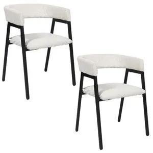 The Home Deco Factory - Lot de 2 fauteuils design en tissu côtelé SCOTT - Beige