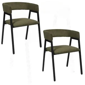 The Home Deco Factory - Lot de 2 fauteuils design en tissu côtelé SCOTT - Vert