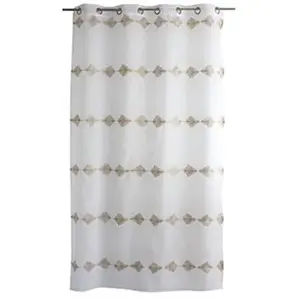 Voilage Brodé Horizontal Blanc Et Beige 140 X 240 Cm pas cher