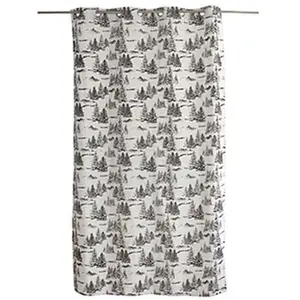 Rideau Imprimé Sapins Ebene - 140 X 240 Cm - Ecru Et Anthracite pas cher
