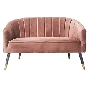 Canapé 2 Places en Velours Rose - Style Art Déco - LEITMOTIV pas cher