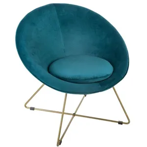 Comparateur de prix : Atmosphera - Fauteuil de salon en velours Evan - Bleu canard