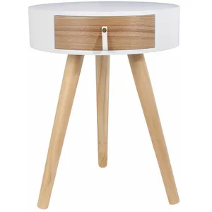 Table De Chevet Scandinave Nora - Diam. 35 X H. 45 Cm - Blanc pas cher