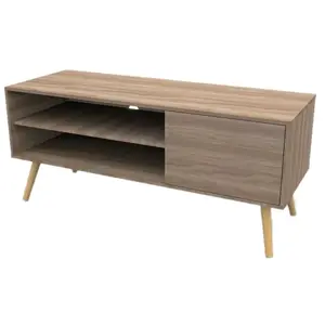 Toilinux Meuble TV - HARRY - 110x40x50cm - Bois - Marron - Scandinave - Moderne pas cher