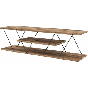 Toilinux - Meuble TV en mélaminé de style Industriel - L.120cm - Marron pas cher
