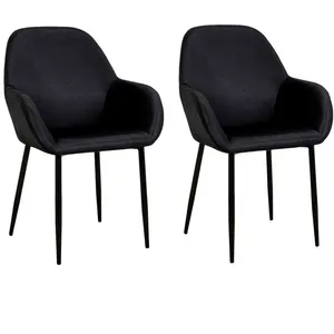 Comparateur de prix : Toilinux - Lot de 2 Fauteuils de table Giulia effet velours - Noir