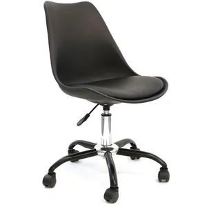 THE CONCEPT FACTORY Chaise de bureau à roulettes design Kiruna - Noir pas cher