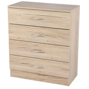 Toilinux Meuble de rangement à 4 tiroirs Pratik - Hauteur 70 cm - Bois clair pas cher
