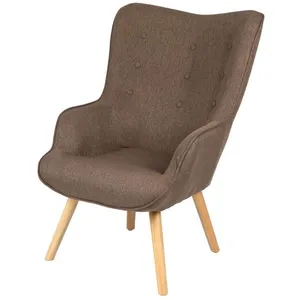 Toilinux Fauteuil Noor Avec Pieds En Bois - Taupe pas cher