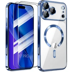 Coque de Protection - BOOLING - iPhone 17 Pro - TPU Bleu - 2 Verres Trempés - Antichoc pas cher