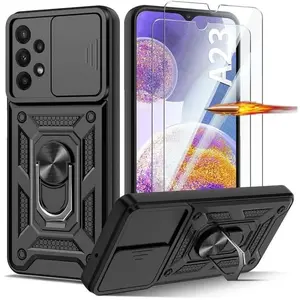 BOOLING 2 Verres Trempés + Coque pour Samsung Galaxy A23 5G Noir Antichoc Cache Caméra Anti-Rayure RigideVendu parcdiscount