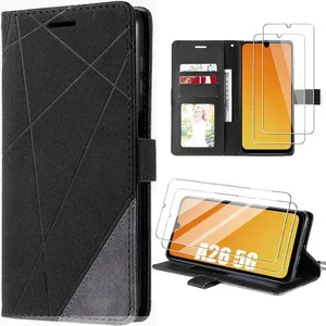 Coque pour Samsung Galaxy A26 5G - BOOLING - Protection 360 Degré Cuir PU Noir - 2 Verres Trempés pas cher