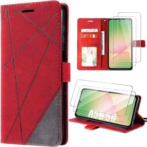 Coque pour Samsung Galaxy A56 5G - BOOLING - Antichoc Protection Synthécuir Rouge - 2 Verres Trempés pas cher