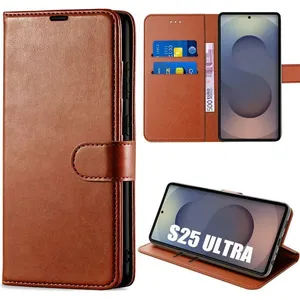 Coque - BOOLING - Samsung Galaxy S25 Ultra - Protection Rabat Antichoc Synthécuir - Marron pas cher