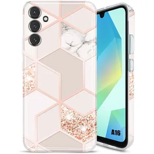 Coque pour Samsung Galaxy A16 4G/5G - BOOLING - Protection Slim Léger Anti-Rayures Antichoc Motif Marbre Rose pas cher