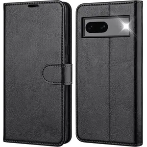 E.F.CONNECTION Coque pour Google Pixel 7 Anti-Rayures Porte-Carte Cuir PU Souple 360 Degré - Noir pas cher