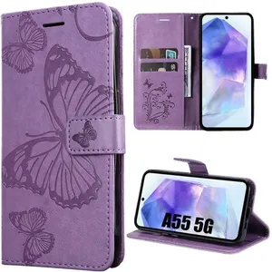 Coque de protection - BOOLING - pour Samsung Galaxy A05s - Antichoc - Simili Cuir - Poche à Cartes - Violet pas cher