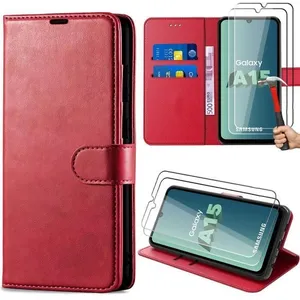 Coque de protection - BOOLING - Samsung Galaxy A15 4G-5G - Rouge - Antichoc - Cuir PU