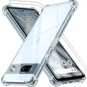 E.F.CONNECTION Coque pour Google Pixel 7a - TPU Antichoc Transparente + 2 Verres Trempés Vitre Protection (pas pour Google Pixel 7) pas cher