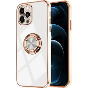 Coque de Protection pour iPhone 12 Pro Max - E.F.CONNECTION - Blanc - Souple - Bordure Or - Anti-RayureVendu parcdiscount