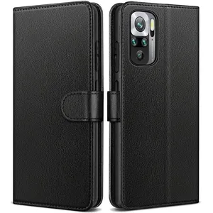 E.F.CONNECTION Coque Pour Redmi Note 10-Note 10S (6.43") Noir Effet Cuir Couleur Unie Anti-Choc Anti Rayure Protection 360 Degré pas cher