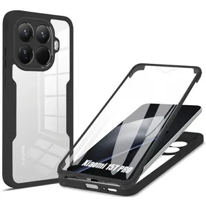 Coque Intégrale - E.F.CONNECTION - pour Xiaomi 15T Pro - Hybride Antichoc Tranparent Rigide Bordure Noir pas cher