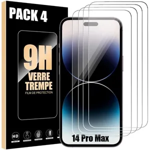 E.F.CONNECTION Lot-4 Verre Trempé pour iPhone 14 Pro Max (6,7") Protection écran Haut DefinitionVendu parcdiscount