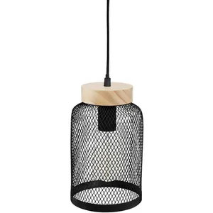 Suspension noire en métal/bois - h 24,5 cm Pegane pas cher
