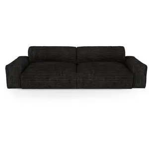 Canapé 4 Places Velours Côtelé Xxl Noir 220cm pas cher
