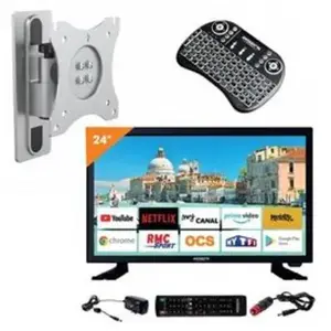 Pack ANTARION TV LED 24" 60cm Téléviseur SMART CONNECT + Support TV + Clavier sans fil pas cher