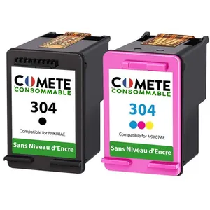 COMETE - 304 - 2 Cartouches d'encre Compatible avec HP 304 - sans Niveau d'encre - Marque françaiseVendu parfnac-be