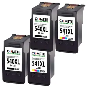 COMETE - 540/541 XL - 4 Cartouches d'encre compatibles pour Canon - Noir et Couleur - Marque françaiseVendu parfnac-be