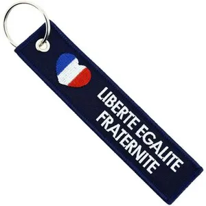 CLJ - Porte-clés - Coeur Liberté égalité Fraternité - Bleu Marine -  -