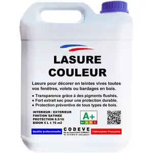 Lasure Couleur - Pot 5 L   - Codeve Bois - Rouge pas cher