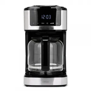 Cafetière électrique programmable Livoo DOD208 15 tasses, 1,8L, filtre réutilisable, fonction programmation,  Noir pas cher