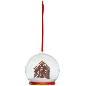 1001KDO Boule de noel transparente 8 cm maison biscuit pas cher