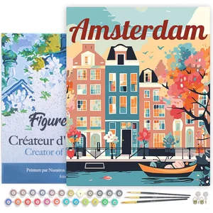 Figured'Art Schilderen op Nummer Volwassenen met lijst Reisposter Amst...