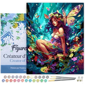Figured'Art Peinture par Numéro Adulte avec Cadre - Fée et papillons -...