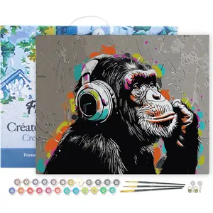 Figured'Art Schilderen op Nummer Volwassenen met lijst Funky Chimpanse...