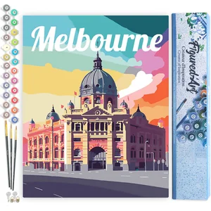 Figured'Art Schilderen op Nummer Volwassenen canvas Reisposter Melbour... pas cher