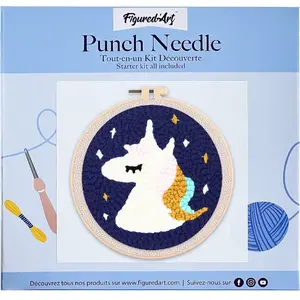 Figured'Art Punch Needle Kit voor Volwassenen en Kinderen - Eenhoorn -...