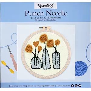 Figured'Art Punch Needle Kit voor Volwassenen en Kinderen - Bloemen in...