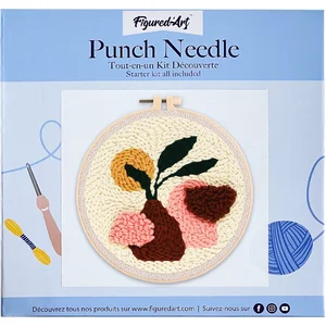 Figured'Art Punch Needle Kit voor Volwassenen en Kinderen - Bruine pot...