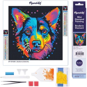 Figured'Art Mini Diamond Painting set Volwassenen 25x25 cm Neon Hond A...