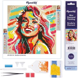 Figured'Art Mini Diamond Painting set Volwassenen 25x25 cm Blonde Vrou...