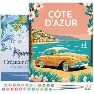 Figured'Art Schilderen op Nummer Volwassenen met lijst Reisposter Côte... pas cher