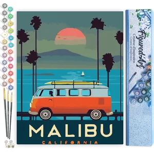 Figured'Art Schilderen op Nummer Volwassenen canvas Reisposter Malibu-... pas cher